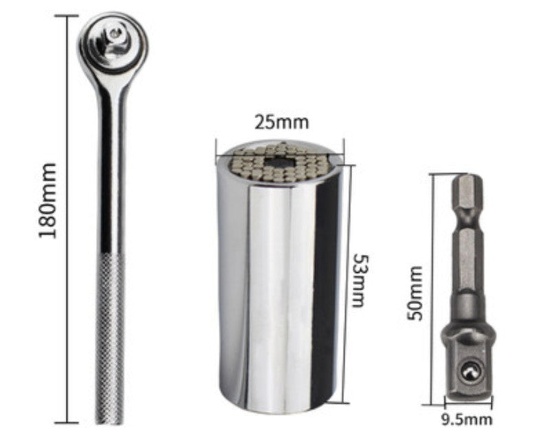 Brehn | Universalsteckschlüssel, mit Verstelladapter, Griff 7mm-19mm, für Schrauben, Unterlegscheiben, Bolzen & mehr