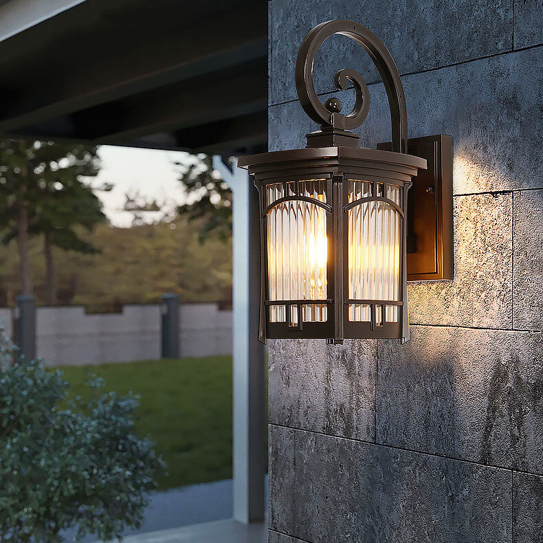 Moderne quadratische Aluminium-Glas-carved 1-Licht Außen wasserdichte Wandlampe | Brehn