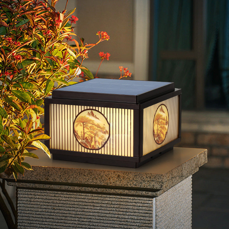 Modern minimalist Solar wasserdicht quadratisch Aluminium Glas LED Postkopflicht für Garten | Brehn