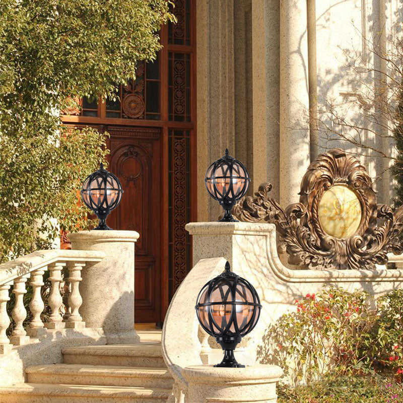 Traditionelle Kolonial-Globus-Glas-Aluminium 1-Licht-Außenleuchte für den Garten | Brehn