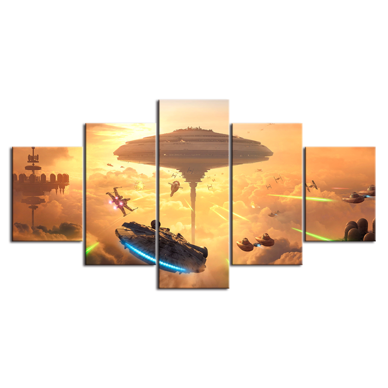 5-teilige epische Schlacht in den Wolken - Leinwand Wandkunst Malerei
