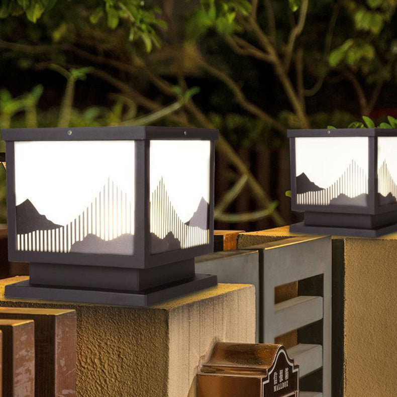 Traditionelle chinesische Aluminium-Glas-Quadrat-LED-wasserdichte Solar-Landschaftsleuchte für den Außenbereich Patio | Brehn