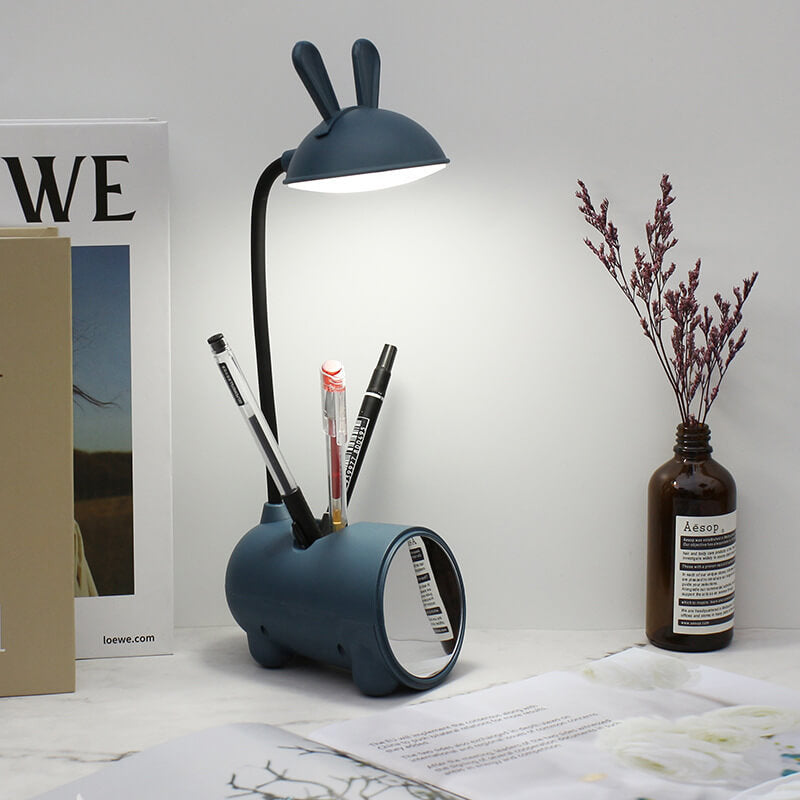 LumoBun Tischleuchte – Niedliche LED-Schreibtischlampe mit Stifthalter und USB-Anschluss