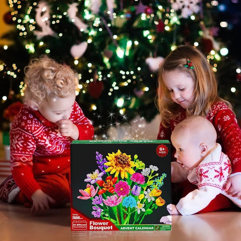 Brehn | Blumenstrauß Bauklötze Weihnachts Adventskalender Set - Weihnachtsgeschenk
