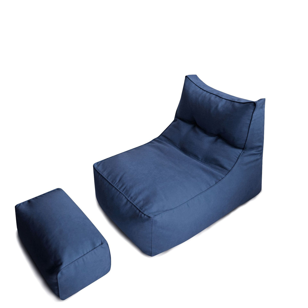 Bequemer Lounge-Sitzsack mit ergonomischer Rückenlehne und separatem Fußhocker