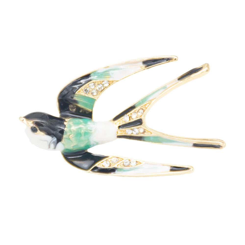 Ornate Vogel-inspirierte Emaille Brosche Brehn