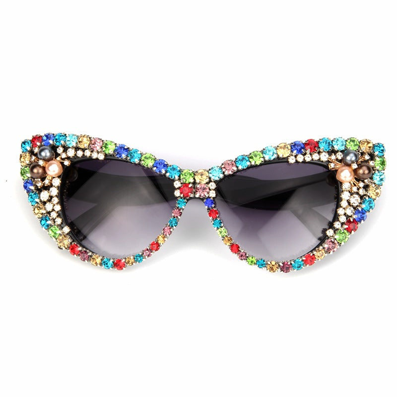 Damen Glamouröse Katzenaugen-Sonnenbrille mit funkelnden Kristallakzenten Brehn