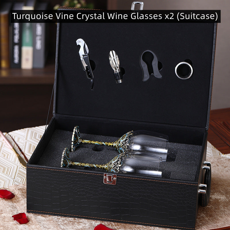 Türkise Wein Gläser mit Karaffe Koffer Set | Brehn