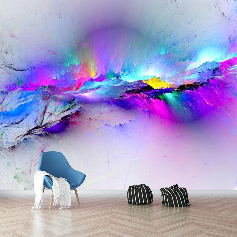 Brehn | Blau-lila Feder Tapetenmurals Wasserabweisende Wandverkleidung für das Wohnzimmer