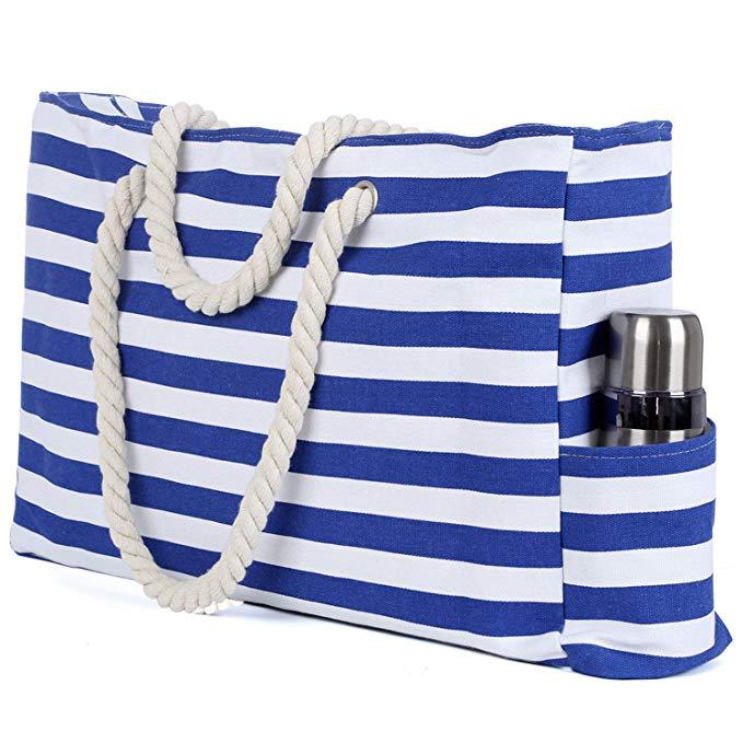 Große Strandtasche mit Maritimem Streifenmuster Brehn