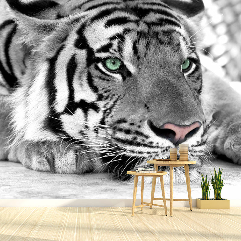 Brehn | Benutzerdefinierter Fotodruck Moderne Wandbilder Tapete mit Tiger Muster in Schwarz und Weiß