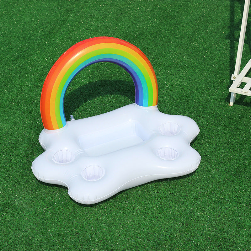 Damen Aufblasbare Regenbogen-Schwimminsel mit integrierten Getränkehaltern Brehn