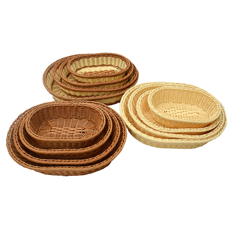 Handgefertigte ovale Rattan-Aufbewahrungskörbe Set Brehn