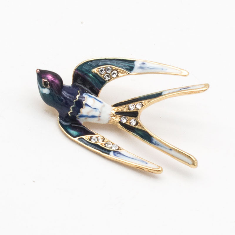 Emaillierte Vogel Brosche Brehn