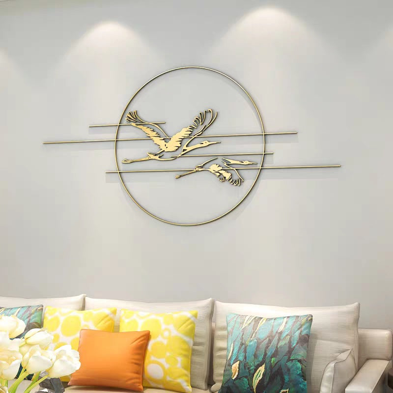 Elegante Metall Storch Wandkunst Brehn