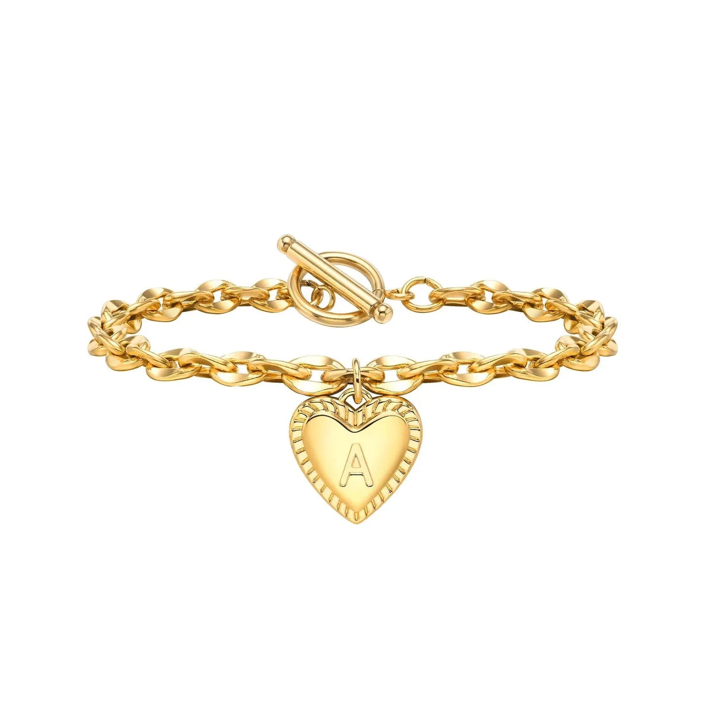 Brehn | 14k Zarte Herz Gravierte Buchstaben Initialen Armband
