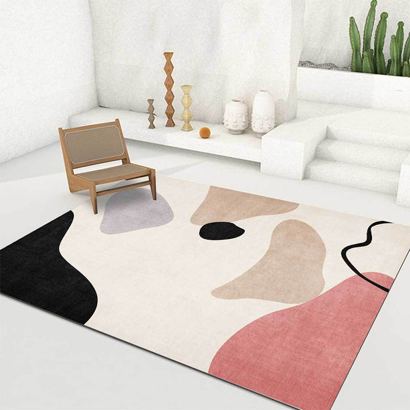 Brehn | Eenvoudig Abstract Kleurvlak Tapijt Beige Multicolor Simpel Tapijt Polyester Machinewasbaar Antislip Vloerkleed voor Slaapkamer