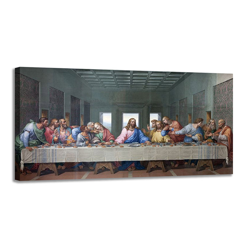 Brehn | Moderne Religion Wandkunst Grau Das letzte Abendmahl Malerei Leinwanddruck für das Wohnzimmer
