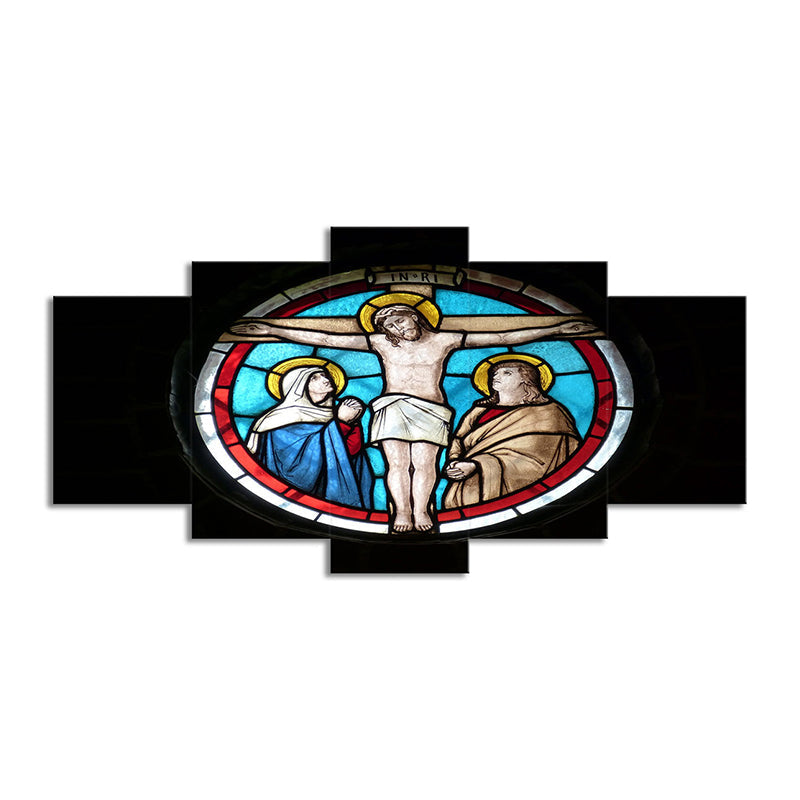 Brehn | Schwarze religiöse Leinwandkunst Kreuz von Jesus Christus modernes Mehrteiliges Wanddekor für zuhause