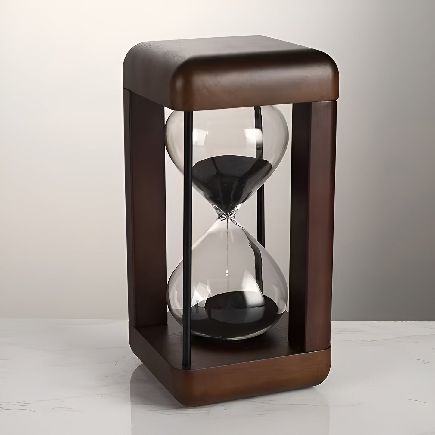 Sanduhr mit Massivholzrahmen – Hochwertig und dekorativ | 30 Minuten für Büro, Schreibtisch und Zuhause
