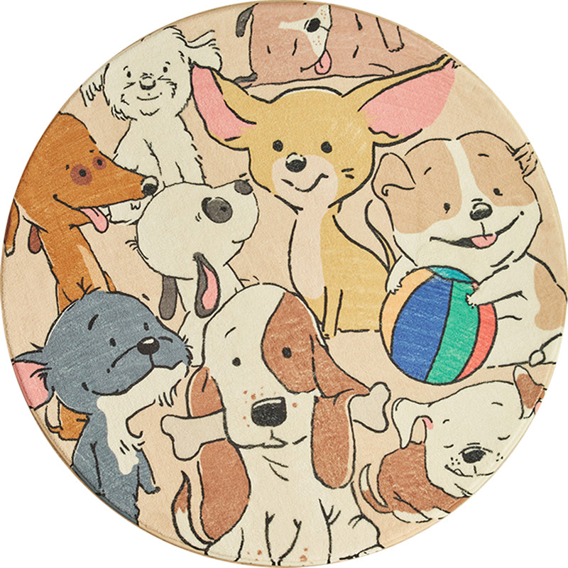 Brehn | Stijlvolle Cartoon Hond Patronen Tapijt Geel Kindertapijt Polyester Wasbaar Antislip Vloerkleed voor Kinderkamer