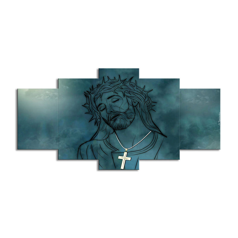 Brehn | Blaue Jesus Christus Wandkunstdruck Mehrteilig Modernismus Esszimmer Leinwandmalerei