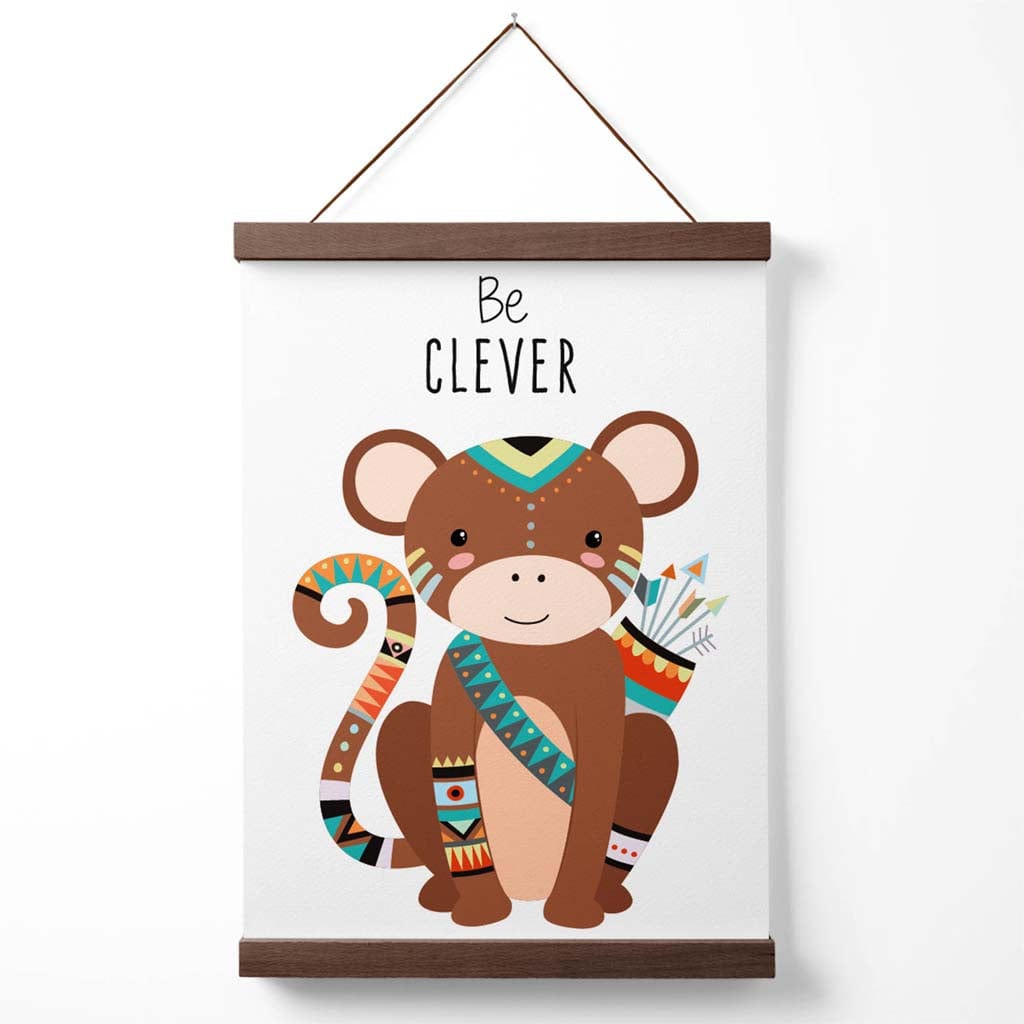Sei schlau – Poster mit Affen-Stammeszitat und Aufhänger