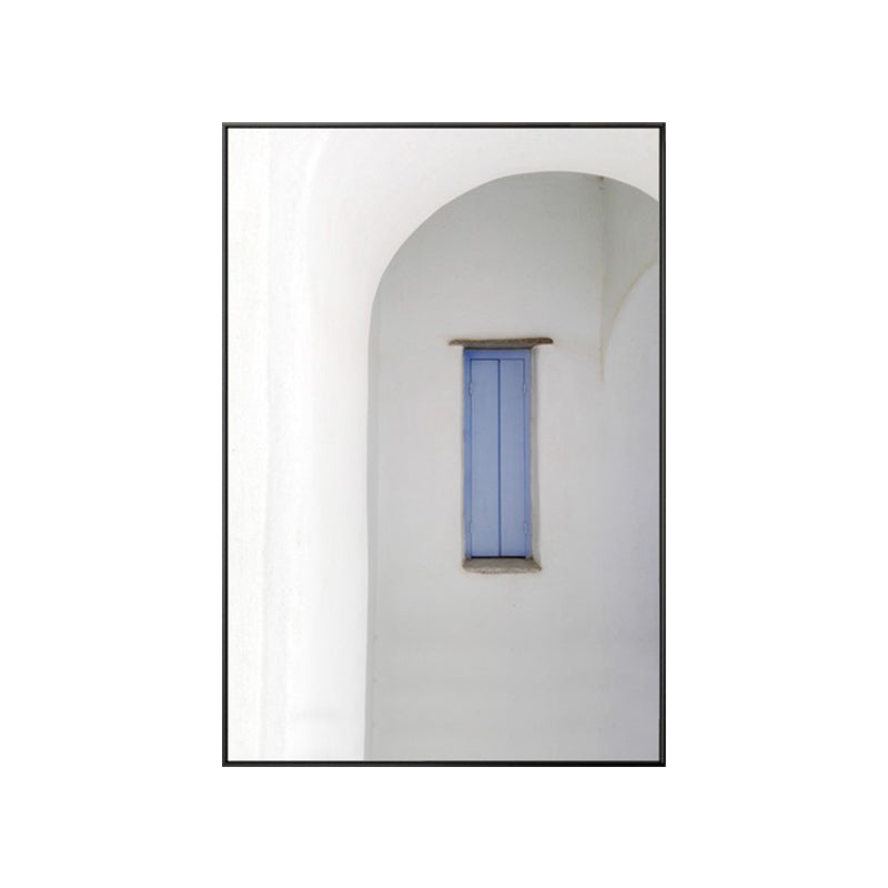 Brehn | Architektur Kuppelhaus Wandkunst Industrieller Texturierte Leinwanddruck in Blau und Grau