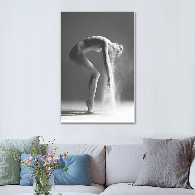 Brehn | Graues Ballerina-Leinwandkunst Tänzer Retro-Stil Strukturierte Wanddekoration für das Wohnzimmer