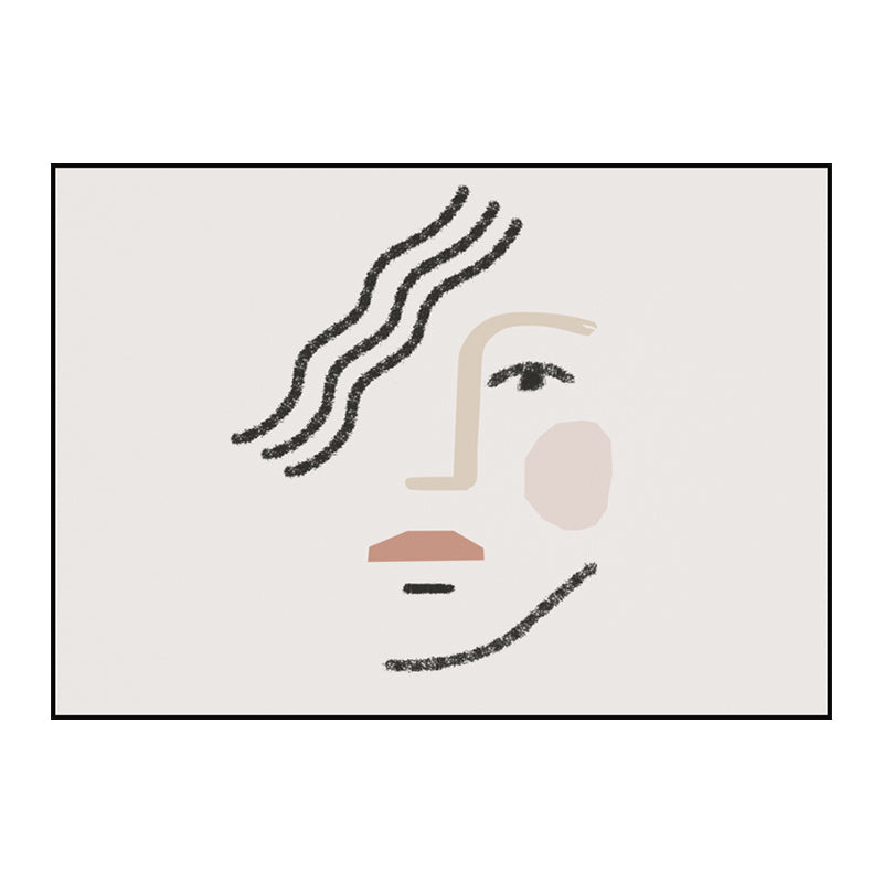 Brehn | Big Girls Gesichtsportrait Malerei Weiße Leinwand Materialien Wandkunst Druck Strukturierter