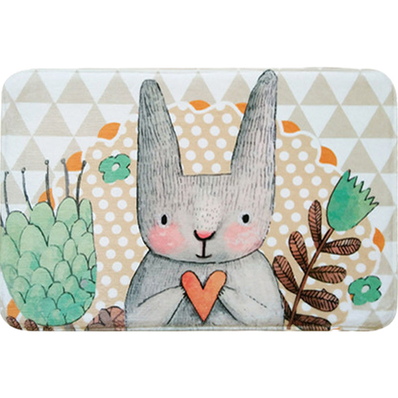 Brehn | Grau Kinderzimmer Teppich Kinder Tier Hase Herz Floral Muster Bereichsteppich Polyester Haustierfreundlicher Teppich