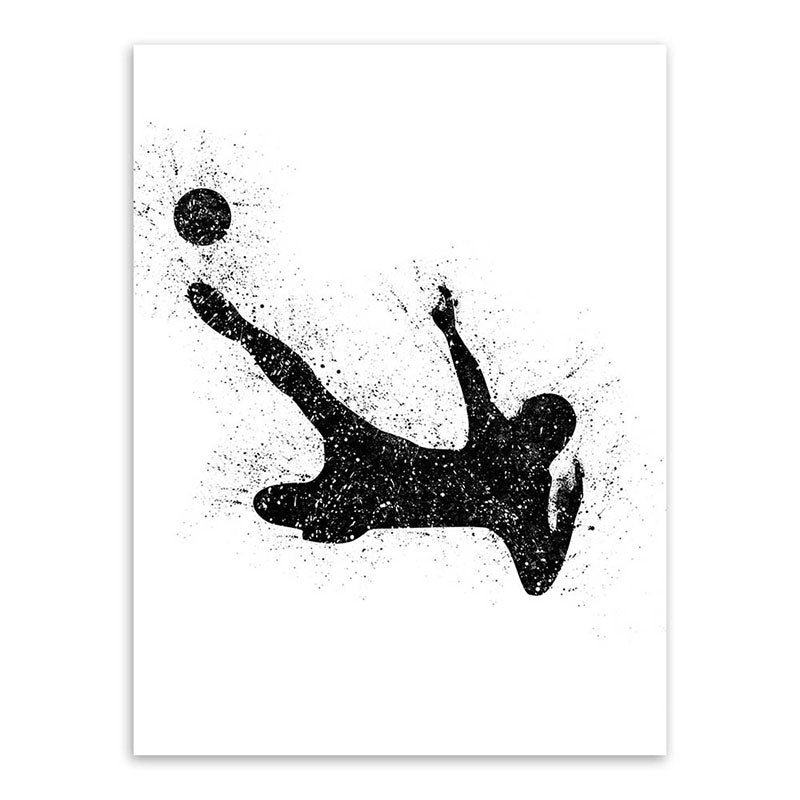 Brehn | Sport Fußball Leinwanddruck Einfachheit Texturiertes Wandkunst Decor in Schwarz auf Weiß