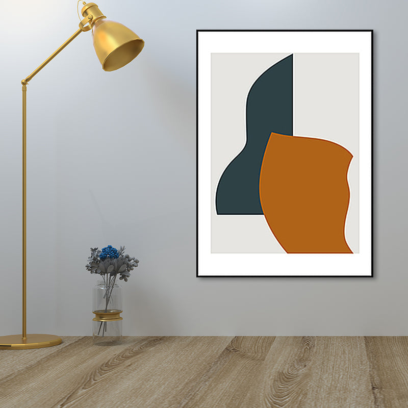 Brehn | Nordische abstrakte Muster Wandkunst Leinwand strukturiertes orangefarbenes Gemälde für das Wohnzimmer