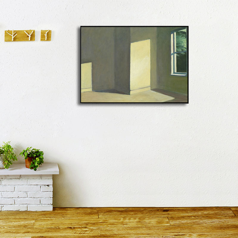 Brehn | Leerer Raum mit Sonnenlicht Malerei Grünes Leinwand Wandkunst Druck, Texturierte Oberfläche