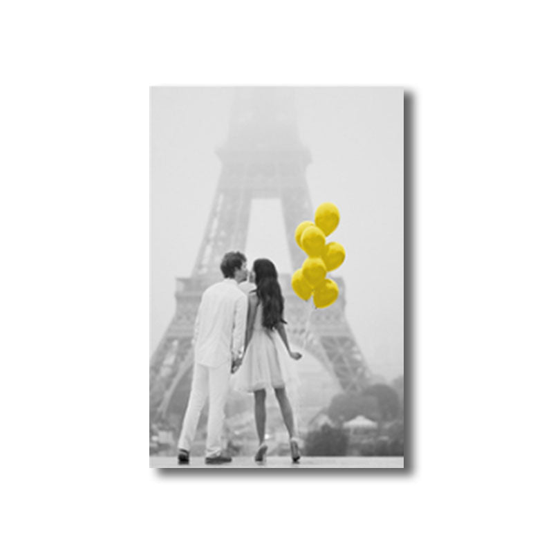 Brehn | Koppels met Ballon Canvas Prints Geel Hedendaagse Wanddecoratie voor Grote Kamer