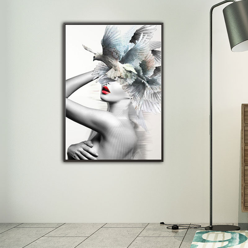 Brehn | Stilvolle moderne Damen Wanddekoration für das Mädchenzimmer Figurendruck Leinwandkunst in sanften Farben