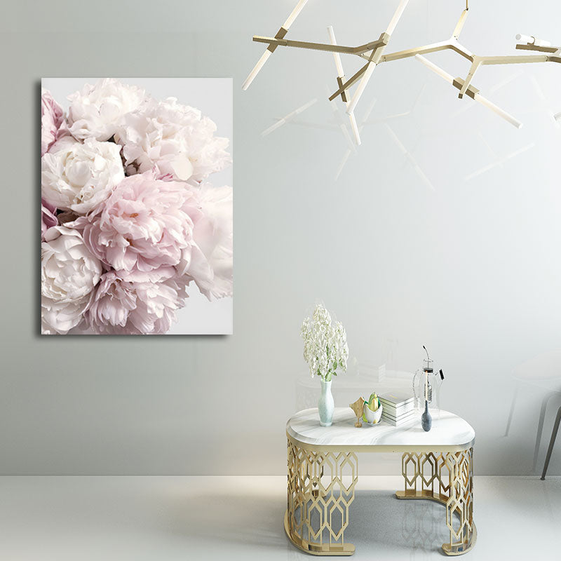 Brehn | Romantische Pfingstrosenblüte Leinwand für Schlafzimmer Blumen Druck Wandkunst Dekor in Pastellfarbe