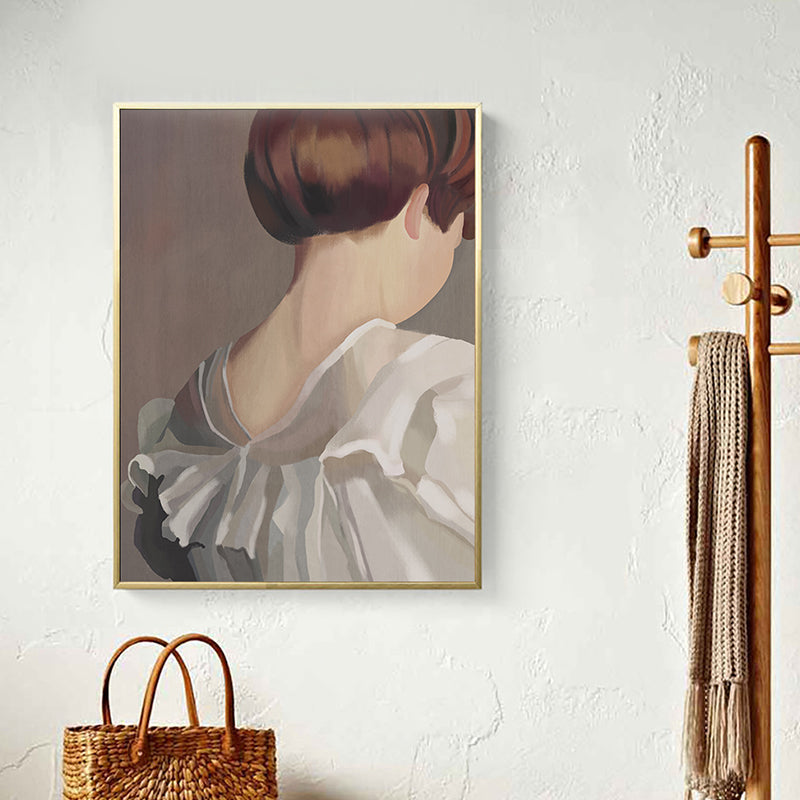 Brehn | Weißes Mädchen Rückmalerei Kunstdruck Texturiert Traditionelle Badezimmer Wanddekoration
