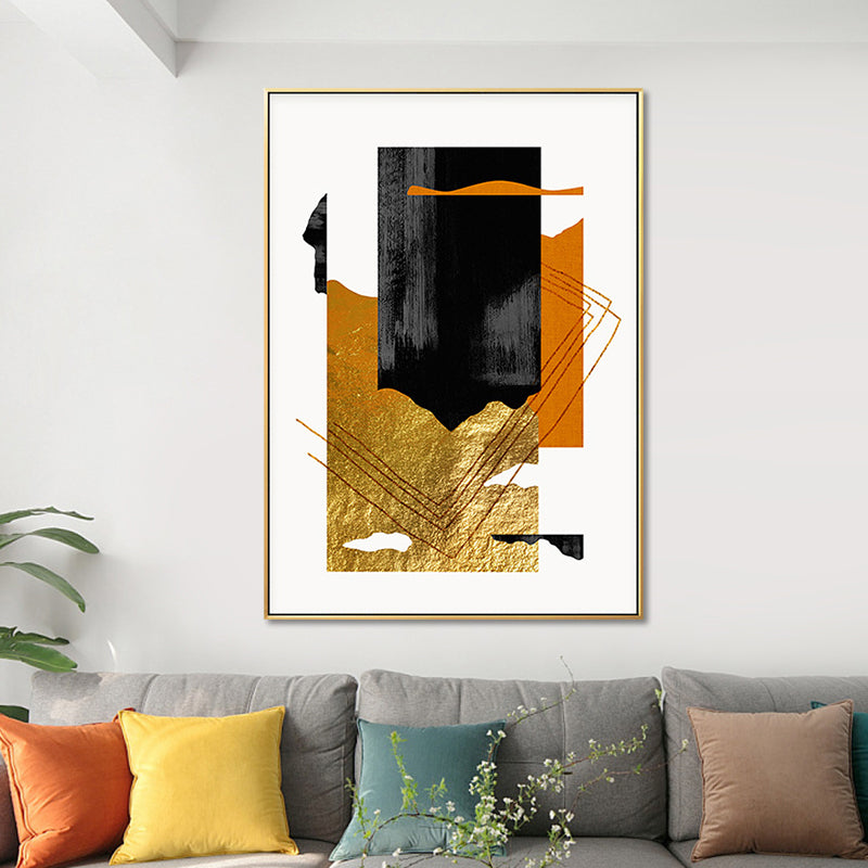 Brehn | Mixed Media Glam Canvas Wandkunst mit abstraktem Muster in dunkler Farbe für das Schlafzimmer