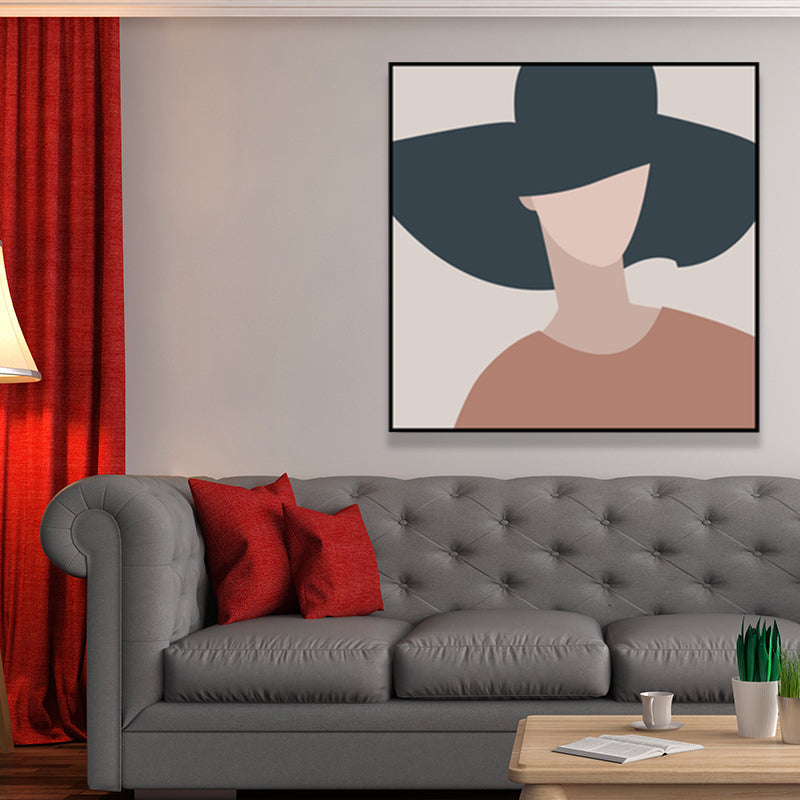 Brehn | Dunkel colorierte Mode Frauen Wandkunst Texturiertes quadratisches eingewickeltes Canvas für das Wohnzimmer