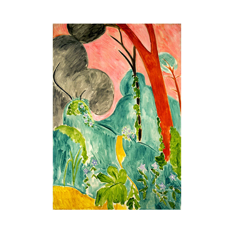 Brehn | Botanische Strauchmalerei Wandkunst Dekor Bauernhaus Texturierte Leinwanddruck in Grün
