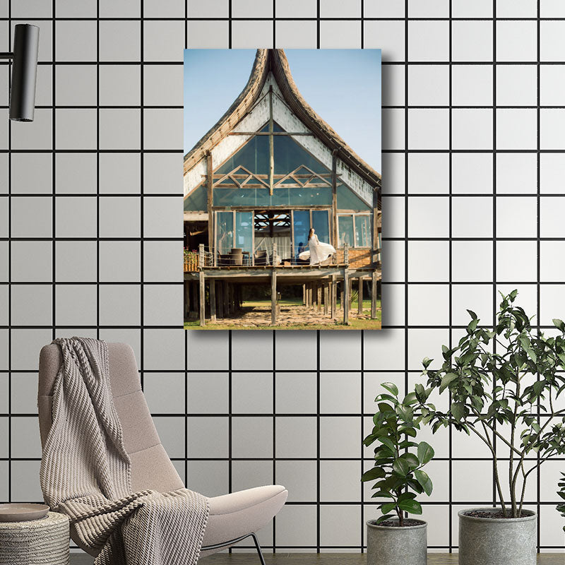 Brehn | Leinwand Dekorative Kunstdruck Mediterrane Architektur Wanddekoration in Dunkelfarbe für das Wohnzimmer