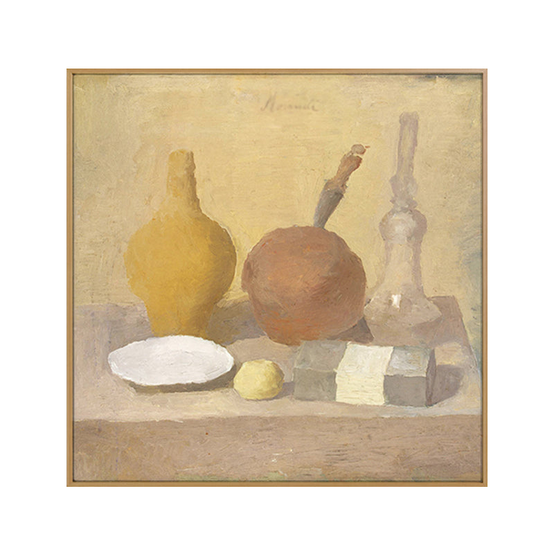 Brehn | Traditioneller Stil Malerei Brauner Schreibtisch und Tischgeschirr Wandkunstdruck, Mehrere Größen