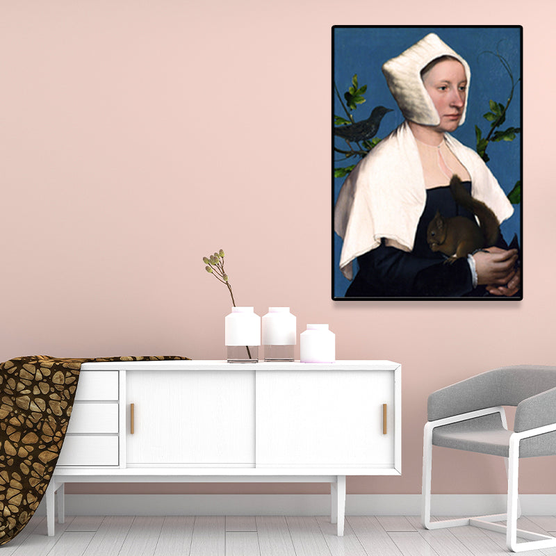 Brehn | Texturierte weiche Farbmalerei Retro-Stil Frauenporträt Wandkunst für das Wohnzimmer