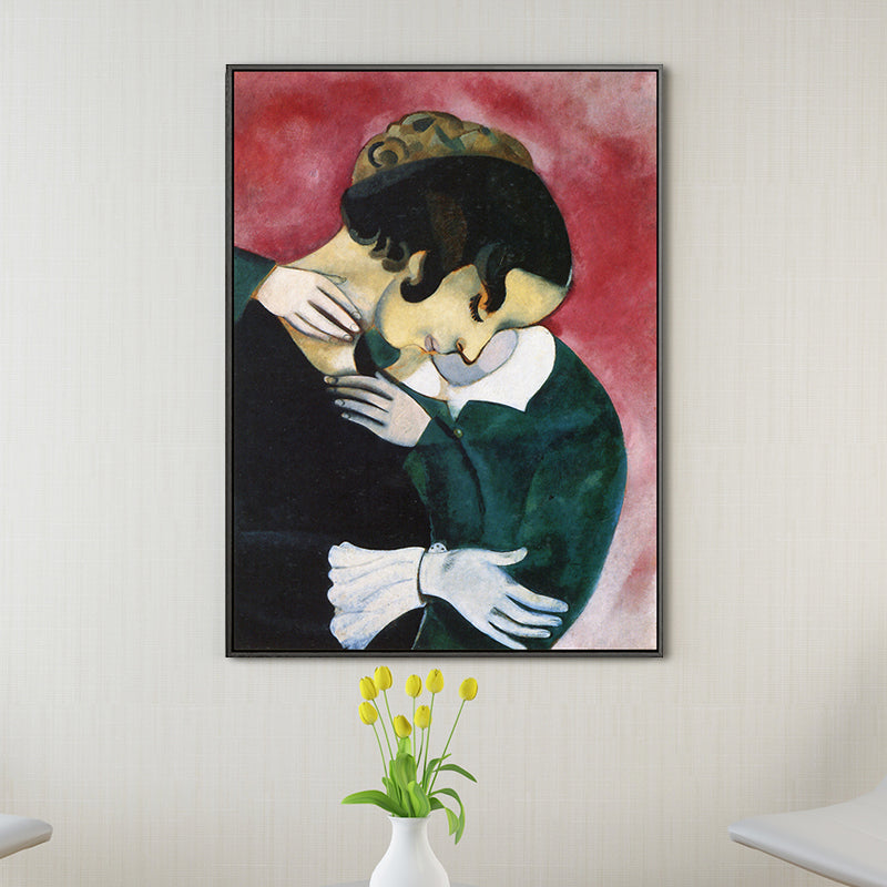 Brehn | Vintage Liebhaber in Pink Malerei Schwarz Marc Chagall Wandkunst Dekor für Wohnzimmer
