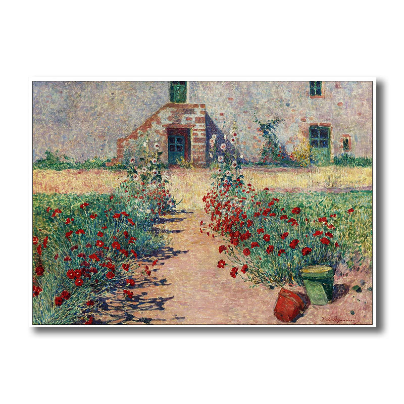 Brehn | Französische Landhausleinwand Kunst Grünes Haus Vorderblumenstraße Malerei für Wohnzimmer