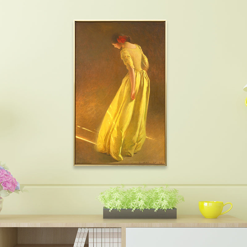 Brehn | Mädchen im Gelben Kleid Kunstdruck Texturierte Oberfläche Vintage Stil Wohnzimmer Wanddekoration