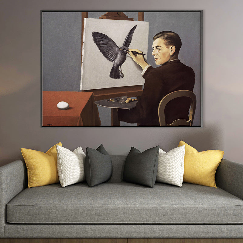 Brehn | Surrealistische Leinwandkunst Braun Rene Magritte Hellsehen Gemälde Wanddekoration für Zuhause