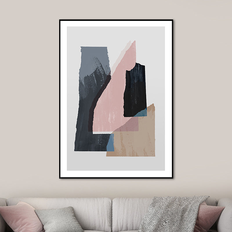 Brehn | Nordic Überlappende Geometrische Malerei Leinwand Texturiert Weiche Wandkunst Dekor für Wohnzimmer