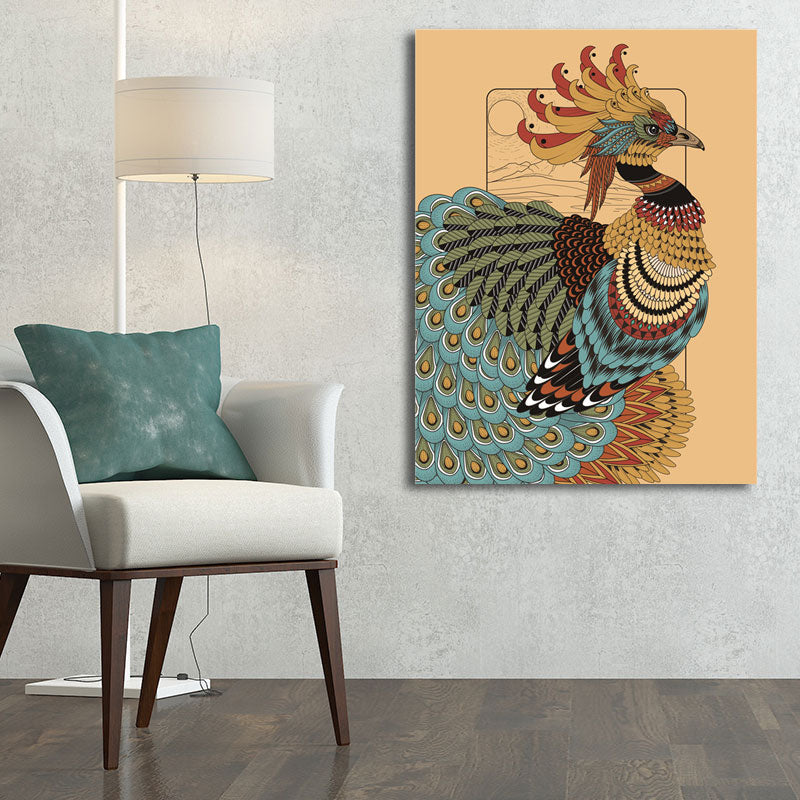 Brehn | Eulen Wandkunst Druck Bohemian Schöner Pfau Leinwand in Braun, Mehrere Größenoptionen